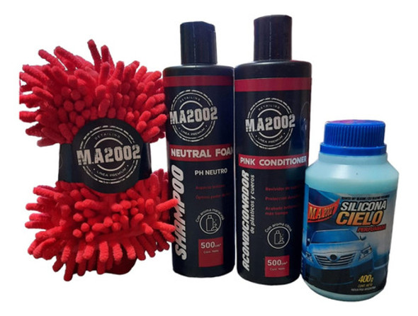 Kit Lavado Shampoo-silicona-manopla Detailing 0