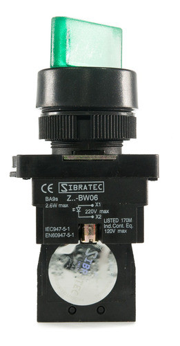 Chave Seletora 2 Posições Iluminada Verde 220v 1na 1