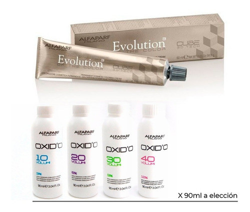 Kit Tintura Alfaparf Evolution + Oxidante X 90ml Coloración 0