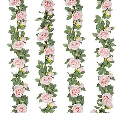 Guirnalda De Rosas Artificiales Realistas Rosa  4u De 2m 0