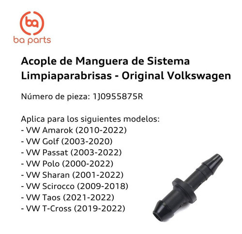Acople De Manguera Sistema Lavaparabrisas Volkswagen Suran 1