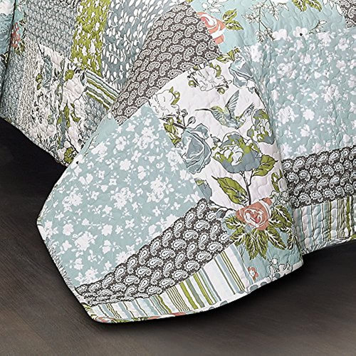 Lush Decor Edredón Roesser Azul | Patchwork Floral Reversibl 1