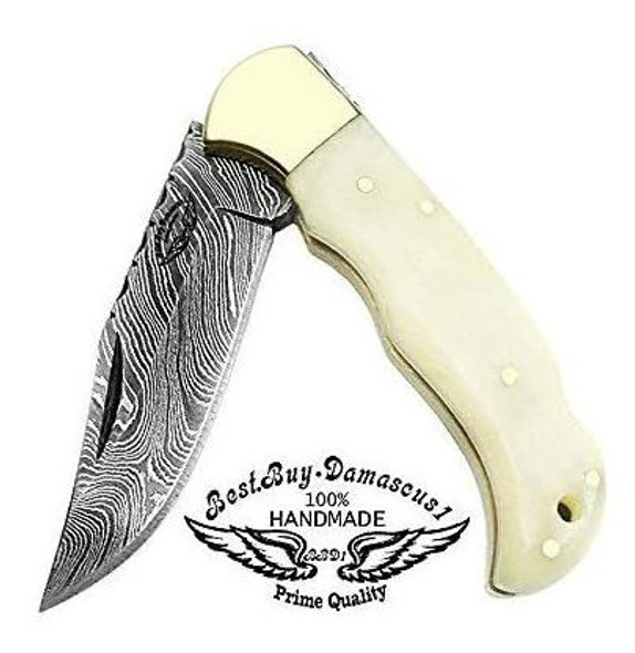 Juego De 3 Cuchillos Plegables De Acero De Damasco 1