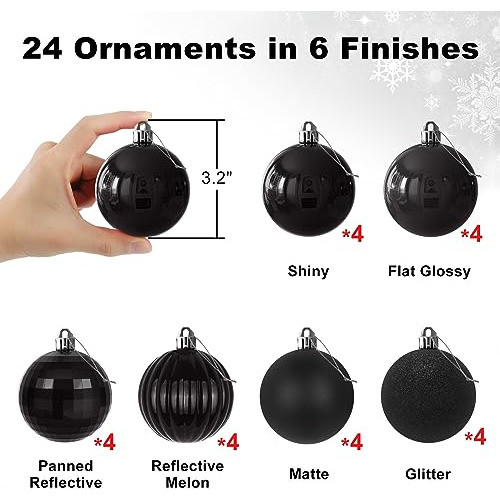 Bolas De Arbol Navidad  8cm Negro 24u 1