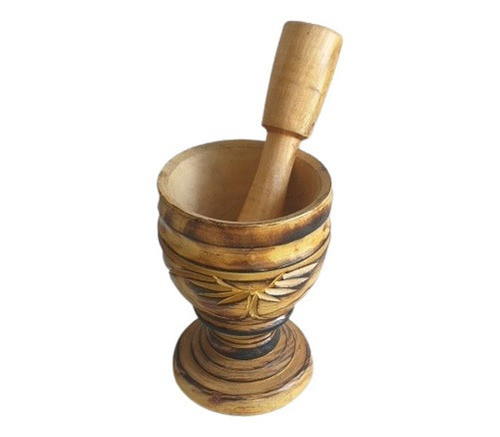 Pilão De Madeira Maciça Grande Com Socador Para Caipirinha 1