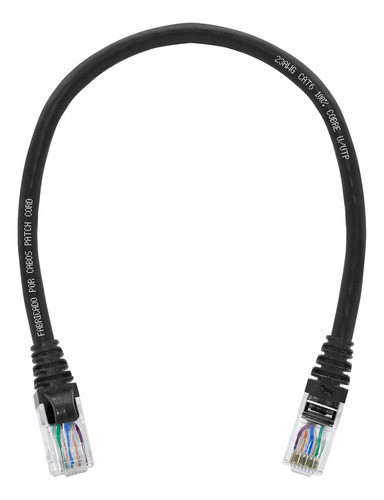 Kit 30 Cabos Rj45 Cat6 Preto 23awg 25 Cm Giga Lan 10/1000 0