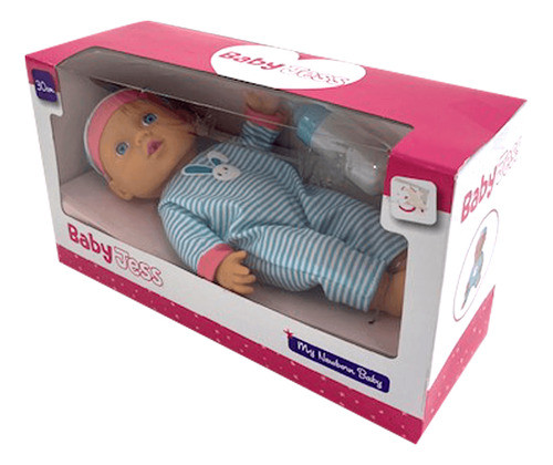 Bebote Baby Jess De 30cm Acostado Con Mamadera Celeste 1