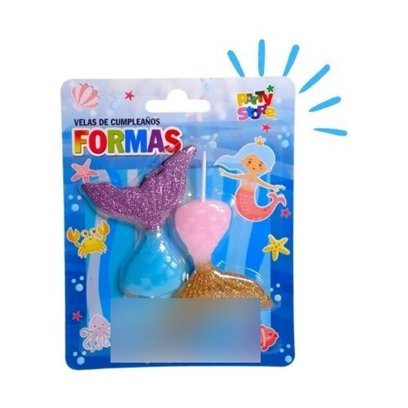 Party Store Velas Formas Set Colas De Sirena Glitter X2 Unid 0