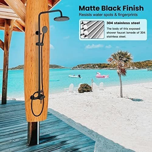 Accesorios De Ducha Para Exteriores Ducha 20 Cm Negro Mate 1