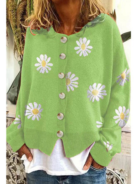 Suéter Feminino Tricotado Com Margarida, Padrão De Malha, Ac 1 Suéter Feminino Tricotado Com Margarida, Padrão De Malha, Ac 1