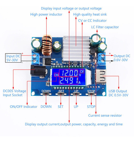 Fuente Dc-dc Step Up / Down Automatico 0.6-30v 4a Digital 1