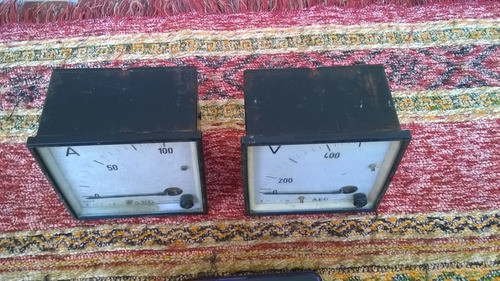 Antiguo Reloj Medidor Voltimetro Amperimetro Industrial 1