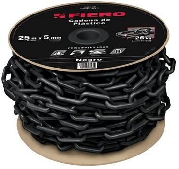 Cadena Plástica Negra 5mm Rollo 25mt Fiero Capl-5n 0