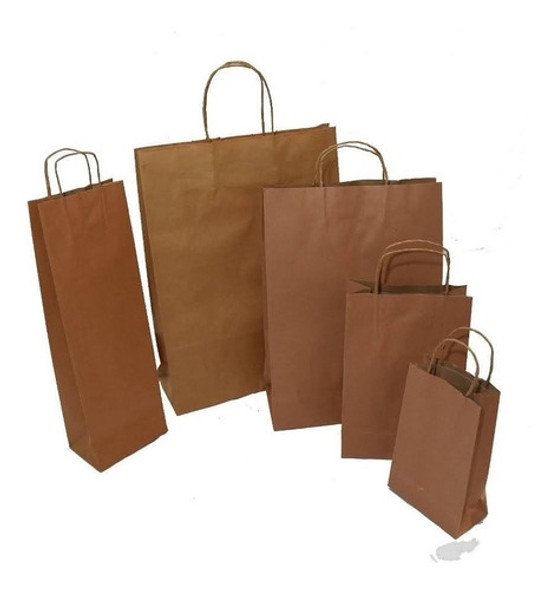 10 Bolsas Con Manija Kraft Marrón Nº3 20x32x9 Cm. Exc. Cal! 0