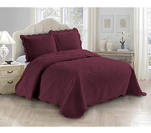 Juego De Colcha De Lujo De Lino De 3 Piezas En Relieve Funda 0