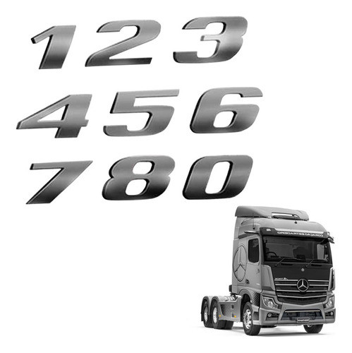Emblema Letreiro Mb Actros Cromado Números Avulsos 0 Ao 8 0