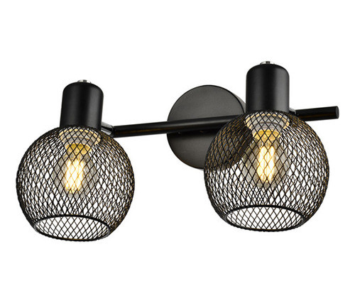 Spot Pared Vintage 2 Luces Tipo Malla Negro 1xe27 0
