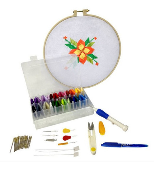 Kit Bastidor Bordado Ponto Cruz Iniciantes Com Ponto Russo 0