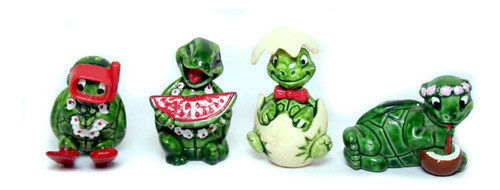 4 Tartaruguinhas Tartarugas Kinder Ovo Anos 90 Miniaturas 0