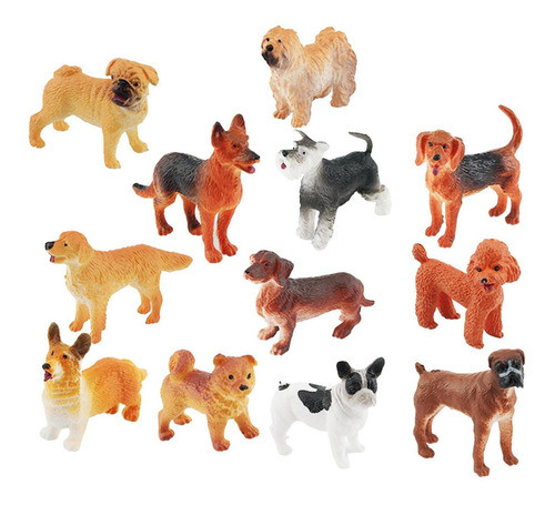 12 Peças De Cachorro Animais Cachorro Miniatura Playset 0