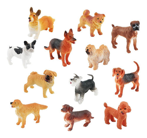 12 Peças De Cachorro Animais Cachorro Miniatura Playset 1