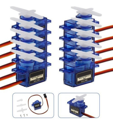 10 X Mini Sg90 9g Micro Servomotor 180° Engranaje Mando De H 0