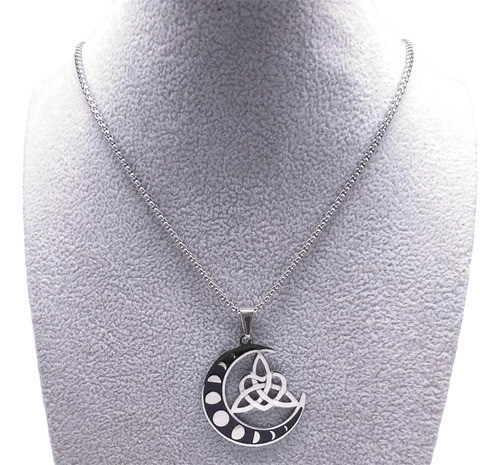 Collar Con Dije Colgante Luna Triqueta Triada Wicca 0