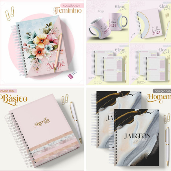 Combo Arquivos Encadernação: Agendas Miolos Planner Cadernos 1