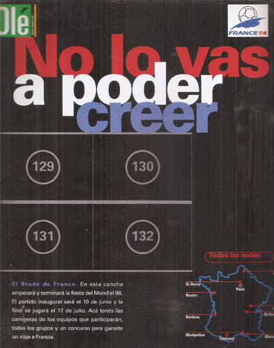 Album Francia 98 Ole No Lo Vas A Poder Creer Vacio 0
