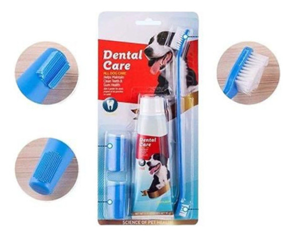 Kit Dental Pasta Dientes Perro Mascota + Cepillo + Dedales 0