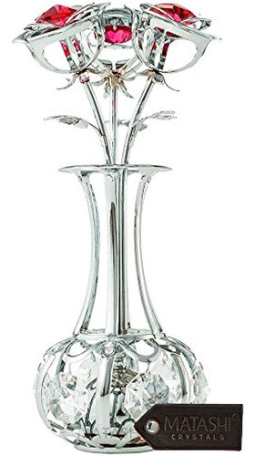 Matashi Ramo De Flores Cromado Y Adorno De Jarrón Con Rojo I 0