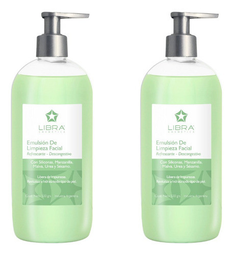 Emulsión Limpieza Facial Libra Cosméticos 500gr X 2 U 0