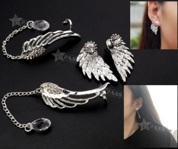 Las Mujeres De Moda Angel Pluma Ala Pendientes Del Rhineston 1