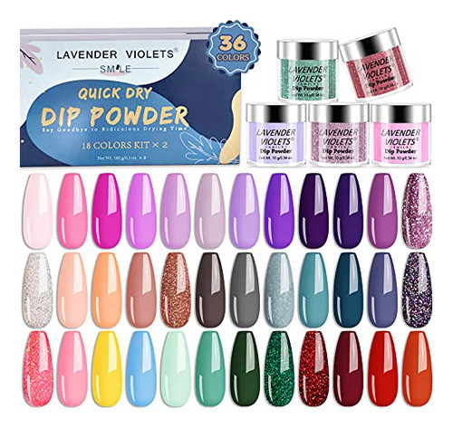 Lavanda Violetas Dip-powder-nail-kit Starter 36 Colores Jueg 0