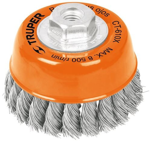 Cepillo Copa Trenzado 75mm Rosca M14 Truper Ct-608mx 0