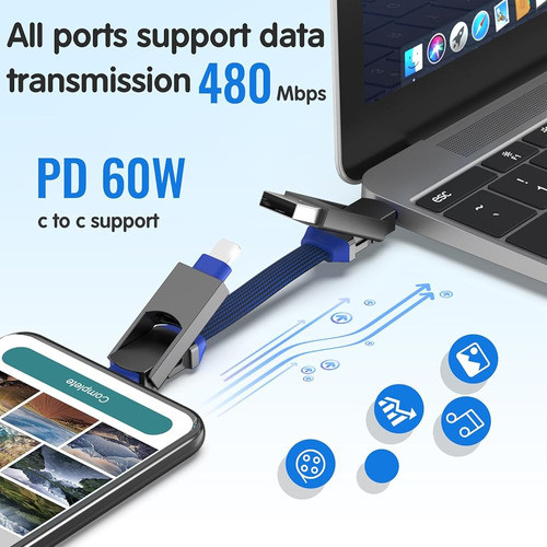 Cable De Carga Múltiple Corto Para Viaje Llavero Magnético P 1