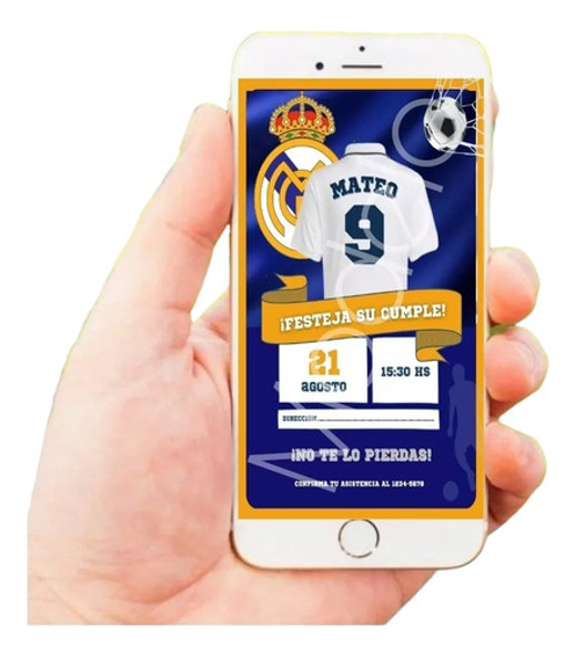 Tarjeta Invitación Digital De Cumpleaños Real Madrid 0