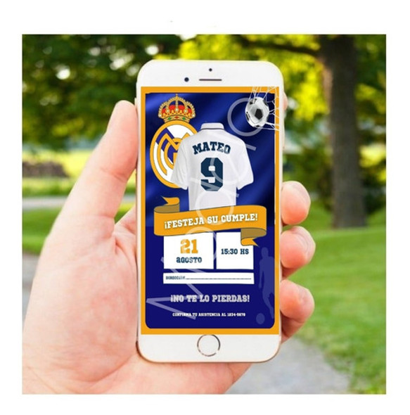 Tarjeta Invitación Digital De Cumpleaños Real Madrid 1