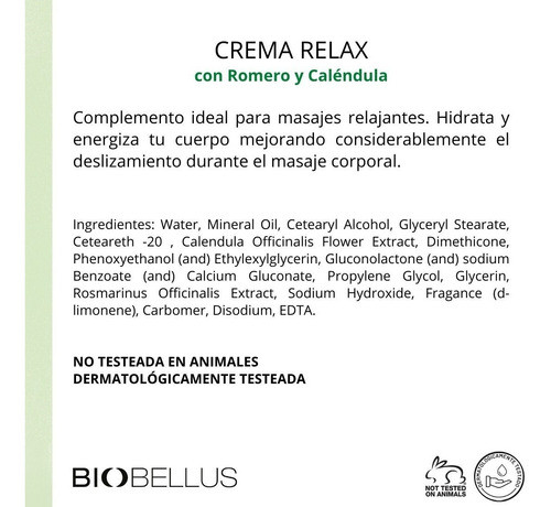 Crema Relax Para Masajes X 250 Gr Biobellus 1