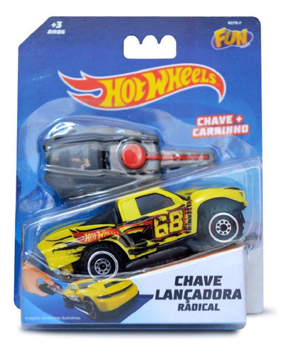 Lançador Chave Radical Hot Wheels Carro Amarelo F00034 - Fun 1