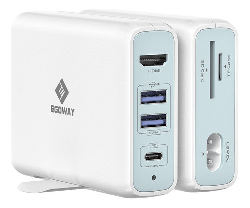 E Egoway - Cargador Usb C De 65 W, 6 En 1, Estacin De Acopla 0