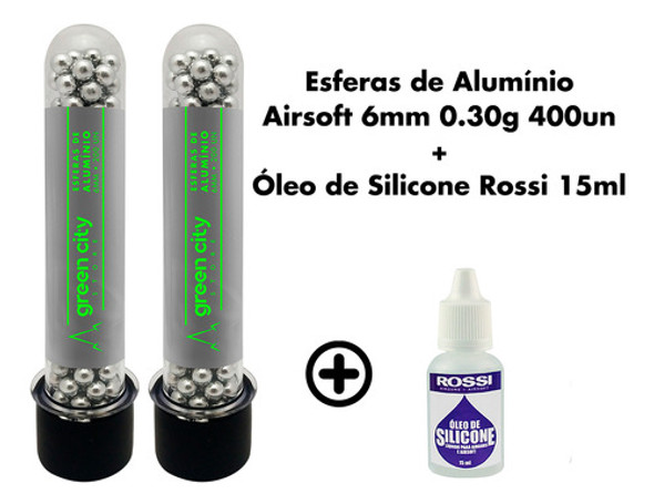 Munição Airsoft Esferas Alumínio 0.30g 400un + Óleo Silicone 1 Munição Airsoft Esferas Alumínio 0.30g 400un + Óleo Silicone 1
