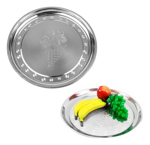 Fuente Bandeja Pizera Redonda Acero 27 Cm Gastronómica 0