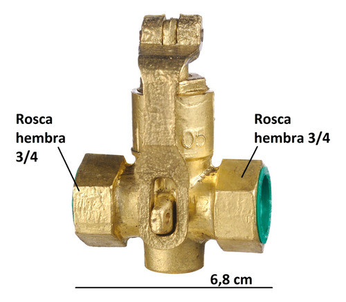 Llave Para Gas Candado 3/4 Hembra Hembra Bronce Aprobado 1