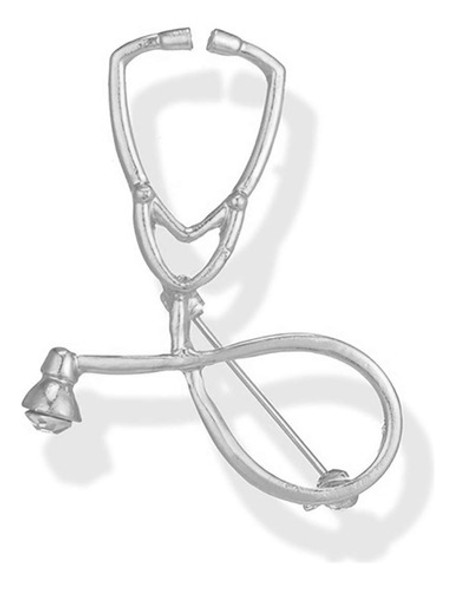 Prendedor Estetoscopio Plateado 5cm 0