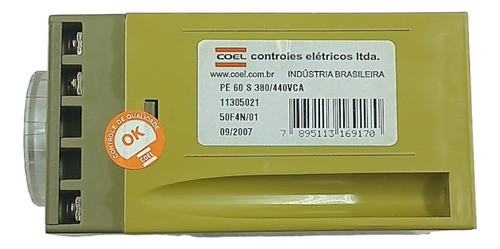 Relé Temporizador Coel Pe 60 S 380/440vca 1