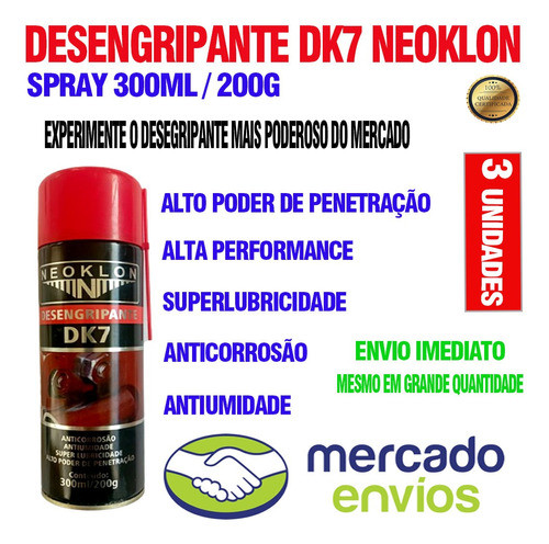Desengripante  Profissional Dk7 300ml Neoklon Kit 3 Unidades 1