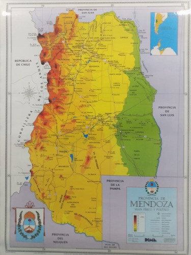 Mapa Mendoza Físico Político Mural Laminado Envarillado 0