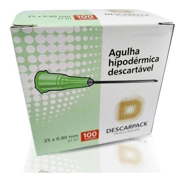 Agulha HiPodérmica 25x0,80mm 21g Descarpack Cx C/100 Und 1