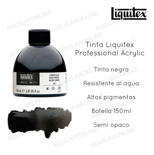 Botella Tinta Acrílica Negra Liquitex Ink Dibujo Grabado 1